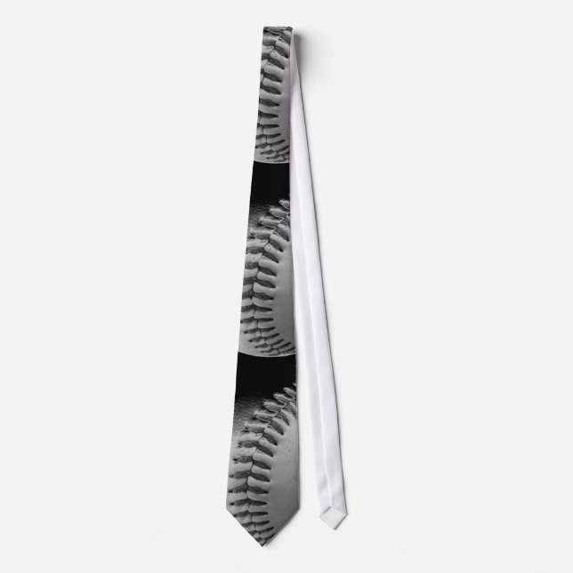 Black and White Baseball Stitches Tie (Front)