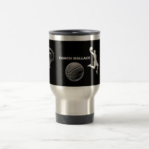 Black and White Basketball Travel Mug
