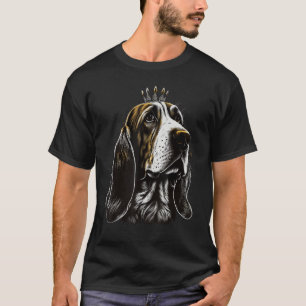 Black and White Basset Hound Dog on Crown Basset H T-Shirt