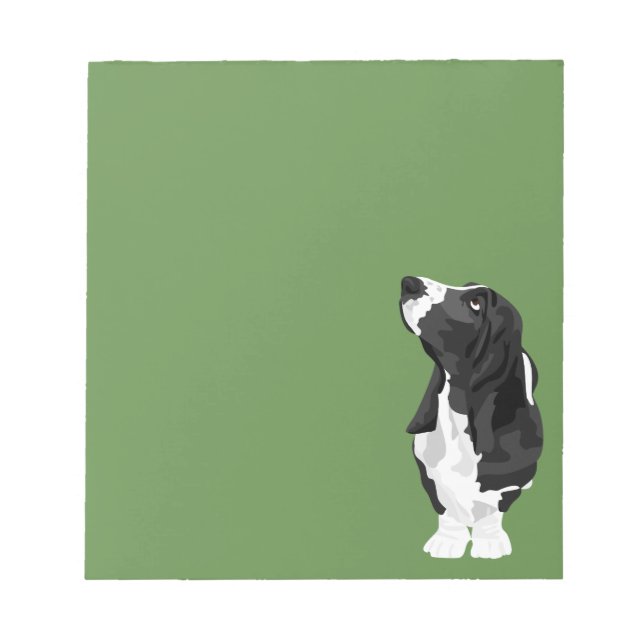 Black and White Basset Hound Notepad (Front)