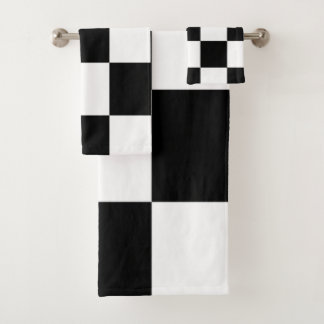Black and white  bath towel set