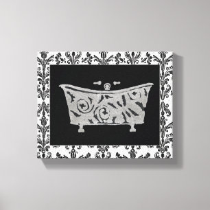 Black and White Bathtub Canvas Print