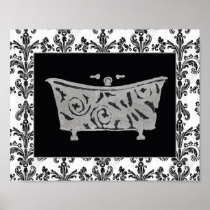 Black and White Bathtub Poster