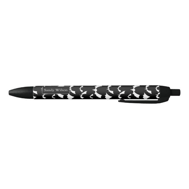 black and white bats halloween pattern ink pen (Bottom)