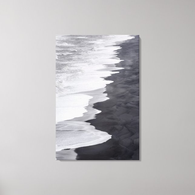 Black and white beach scenic canvas print (Front)