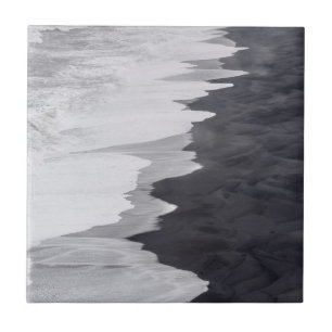 Black and white beach scenic tile