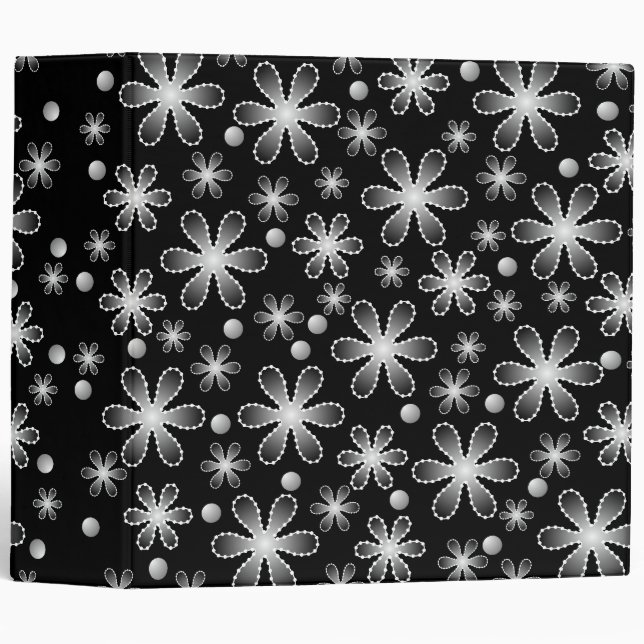 Black and White Bead Flowers Binder (Front/Spine)