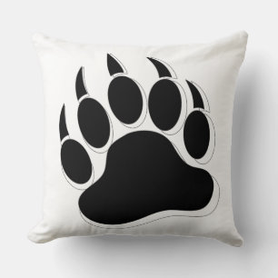 Black and white Bear Paw Throw Pillow
