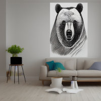 Black and white bear portrait | AI Art Poster