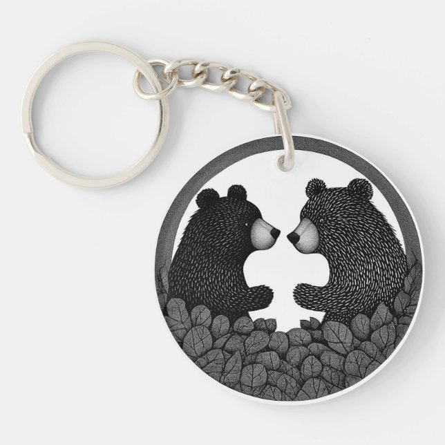 Black and white bears keychain (Front)