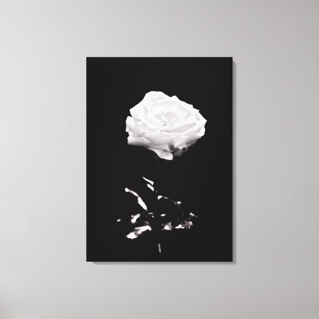 Black and White Beautiful Rose Close-up Canvas Print (Front)