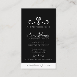 Black and white beauty company photo custom business card