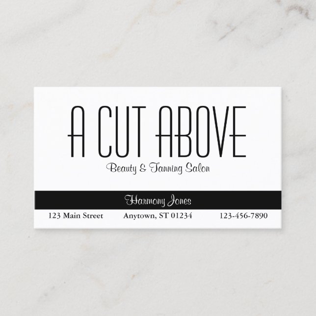 Black and White Beauty Salon Appointment Card (Front)