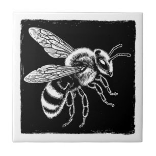 Black and White Bee Tile