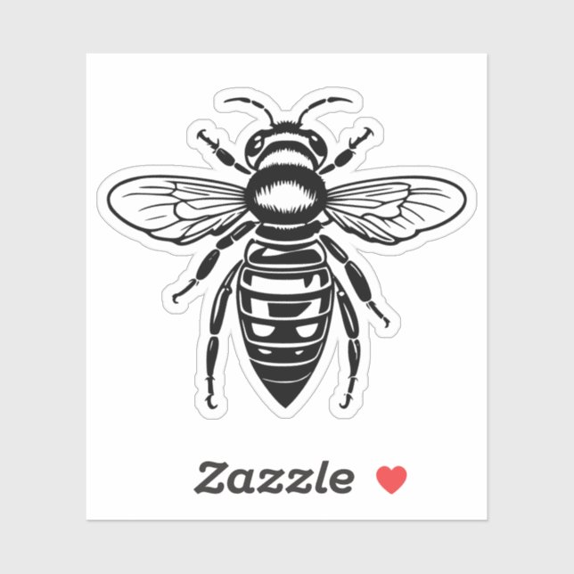 black and white bee vinyl sticker (Sheet)