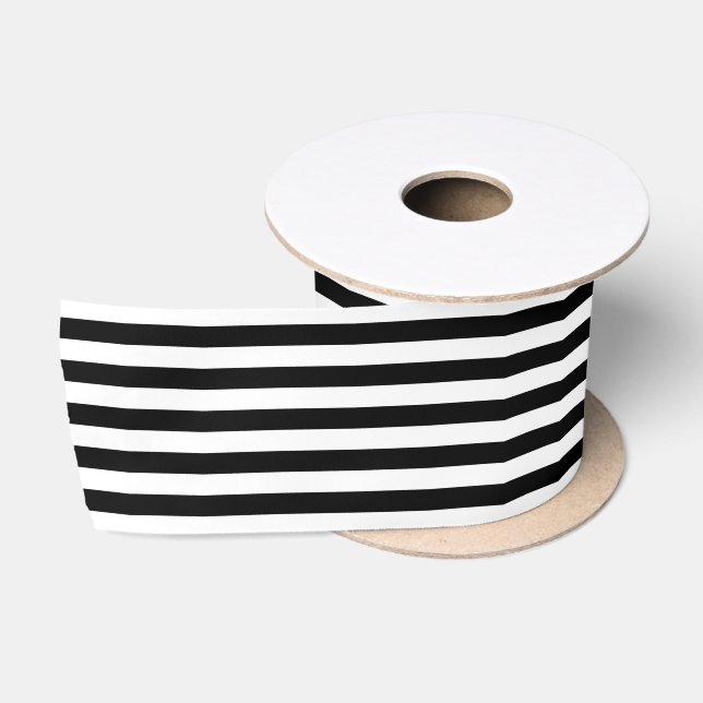 Black And White Bengal Stripes Satin Ribbon (Spool)