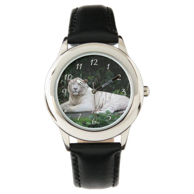 Black and White Bengal Tiger relaxed and smiling Watch (Front)