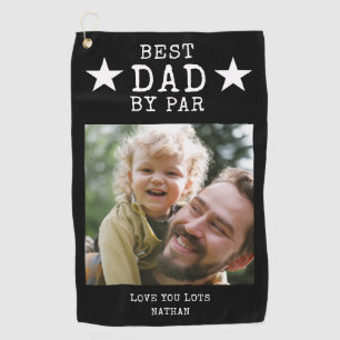  Black And White Best Dad by Par Photo Name Golf Towel