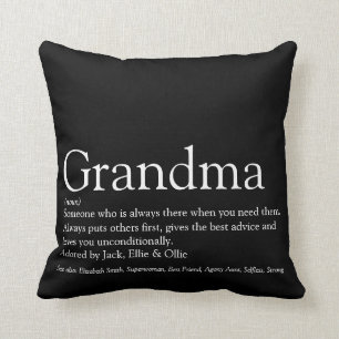 Black and White Best Ever Grandma Grandmother Throw Pillow