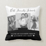 Black and White BFF Photo Collage Best Friends Throw Pillow<br><div class="desc">Black and White BFF Photo Collage Best Friends</div>