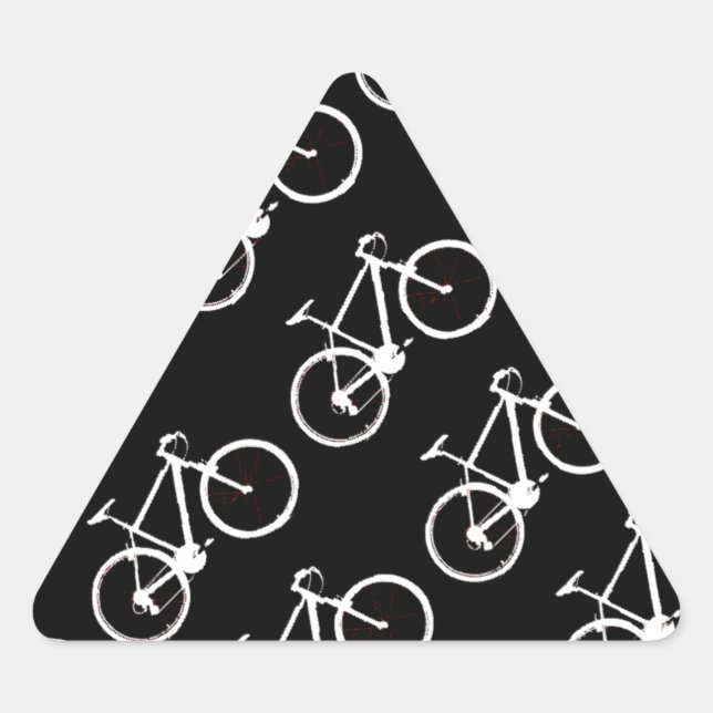black and white bicycles patterning triangle sticker (Front)