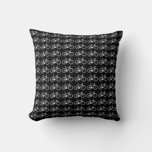 black and white Bicycles Throw Pillow