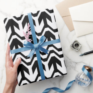 Black and White Bidirectional Wave Pattern Wrapping Paper