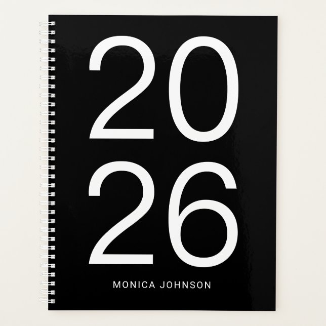 Black and White Big Year Numbers Planner (Front)