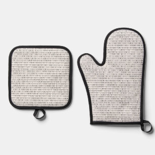 Black and White Binary Code Stripes Oven Mitt & Pot Holder Set