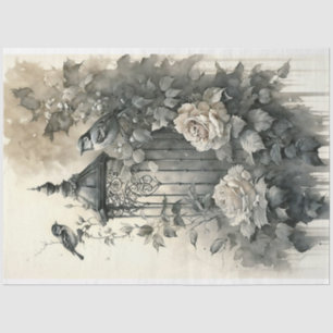 Black and White Bird Cage Tissue Paper