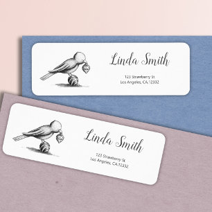 Black and White Bird Holiday Return Address