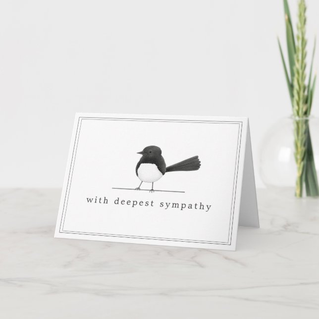 Black and White Bird - Simple Elegant Sympathy Card (Front)