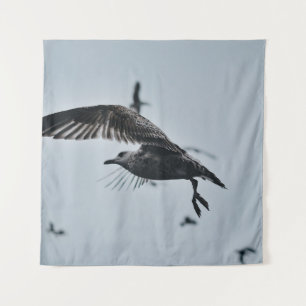 BLACK AND WHITE BIRD TAPESTRY