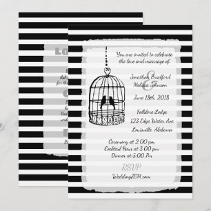 Black and White Birdcage Wedding Invitations