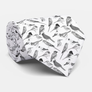 Black and white birds tie