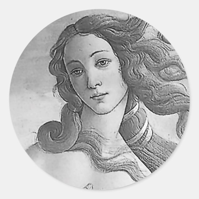 Black and White - Birh of Venus, Goddess Classic Round Sticker (Front)