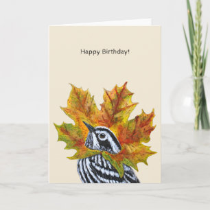 Black and white birthday warbler card