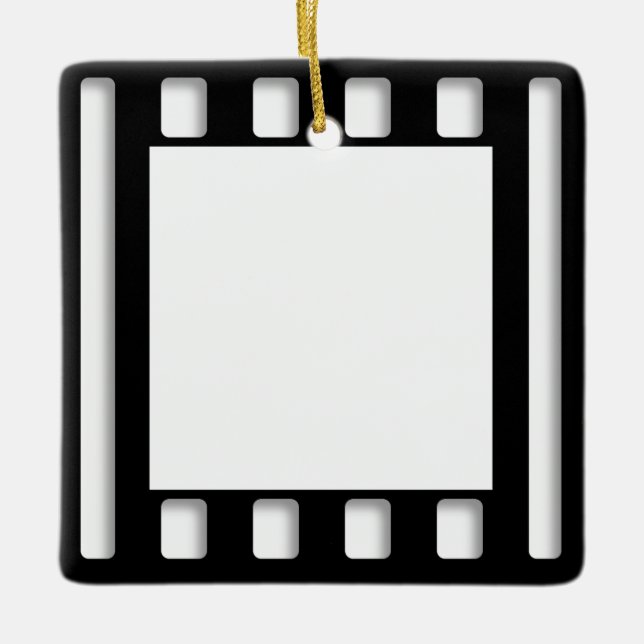 Black and White Blank Cinema Movie Frame Template Ceramic Ornament (Front)