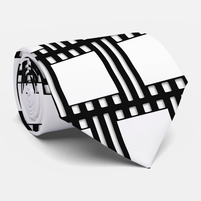 Black and White Blank Cinema Movie Frame Template Tie (Rolled)
