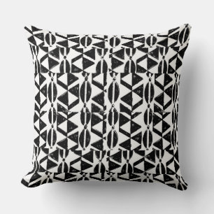 Black and White Block Print Throw Pillow