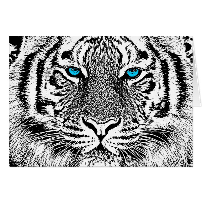 Black and White Blue Eyes sauvage Tiger visage (Devant horizontal)