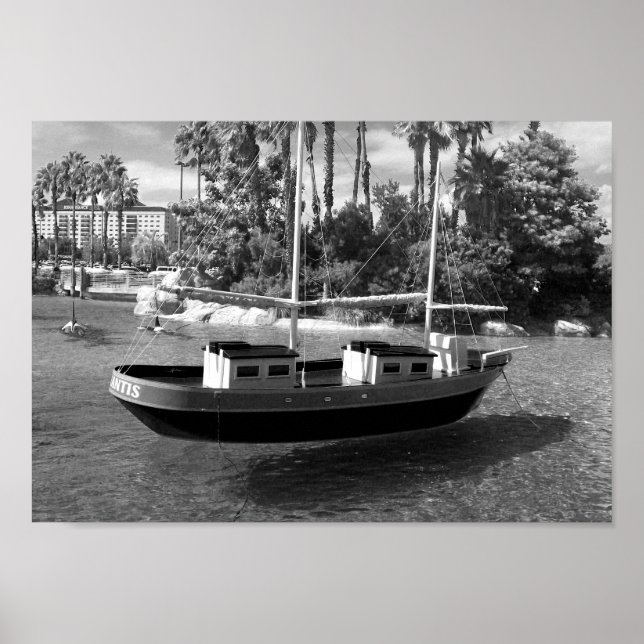 Black And White Boat Photograph Poster (Front)