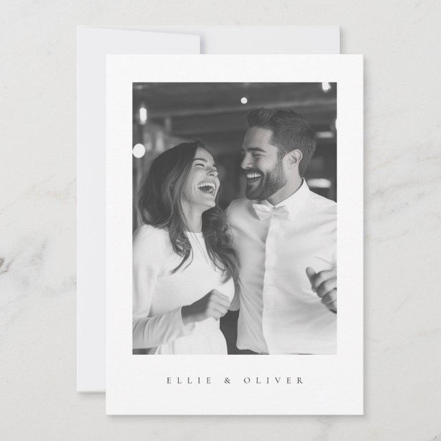 Black and White Boho Photo Wedding Modern Invitation (Front)