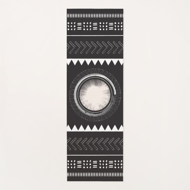 Black and White Boho Yoga Mat (Front)