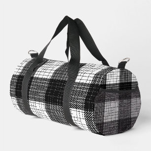 Black and White Bold Checkered Plaid Design Duffle Bag
