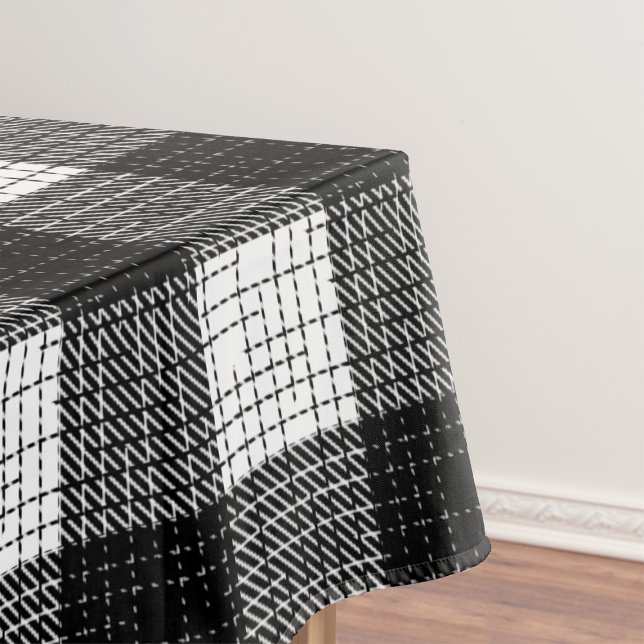 Black and White Bold Checkered Plaid Design  Tablecloth (Creator Uploaded)