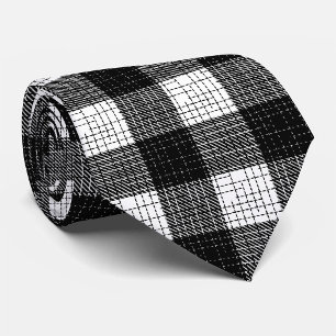 Black and White Bold Checkered Plaid Design  Tie