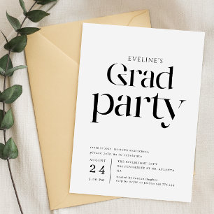 Black and White Bold Grad Party Graduation Invitation