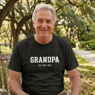 Black And White Bold Grandpa Established T-Shirt