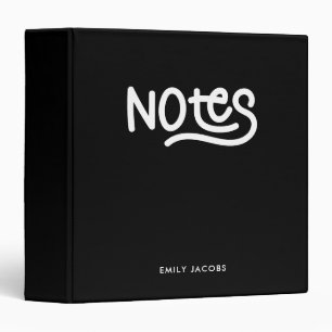 Black and White Bold Handwriting Notes Typography Binder